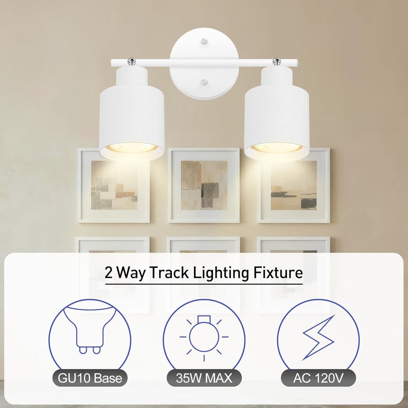 BoostArea Store 2-Light Led Track Lighting,White Ceiling Lighting Fixtures,Wall Sconces Ceiling Spotlight with Foldable Light Arms for Kitchen, Closet, Bedroom,GU10 Socket, Bulbs Not Included - Image 3